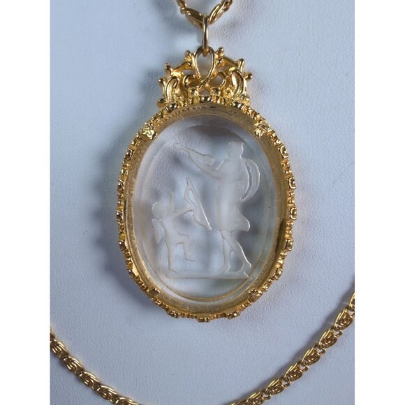 Goldette 3-Strand Gold-Tone Vintage Cupid Angel Intaglio Cameo Necklace - Picture 2 of 6